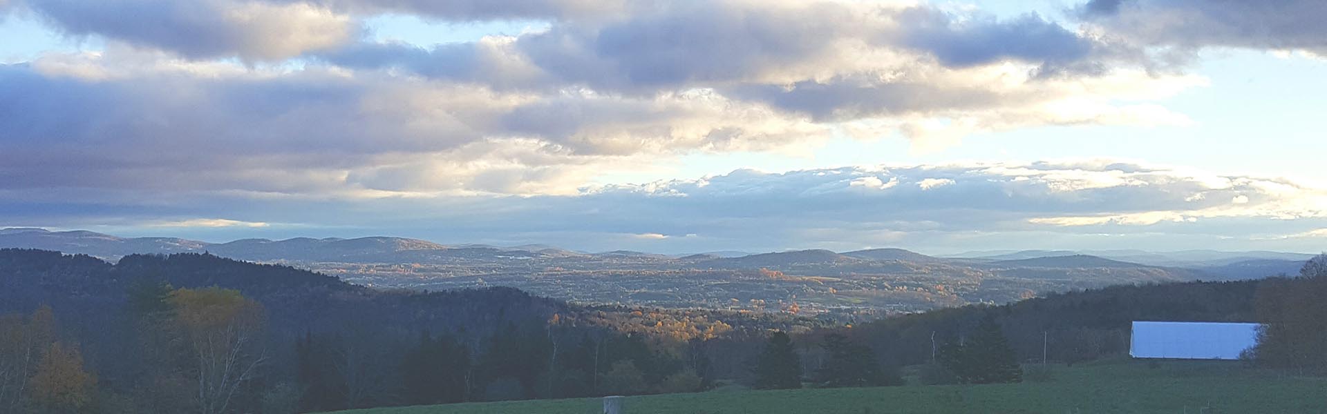 Vermont farm and mountains in the fall